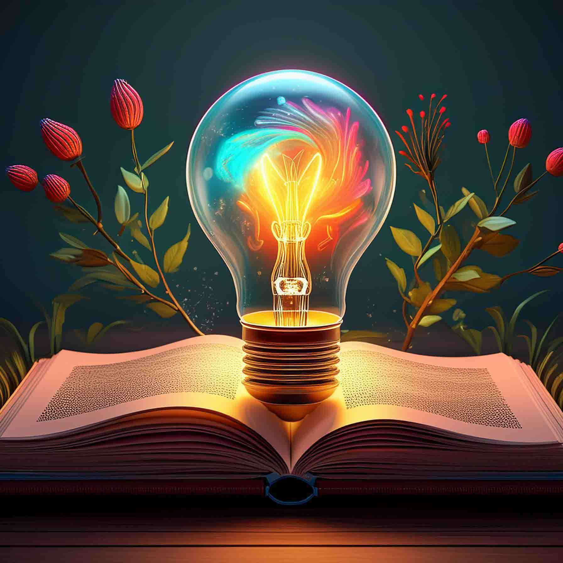 a book with a light bulb