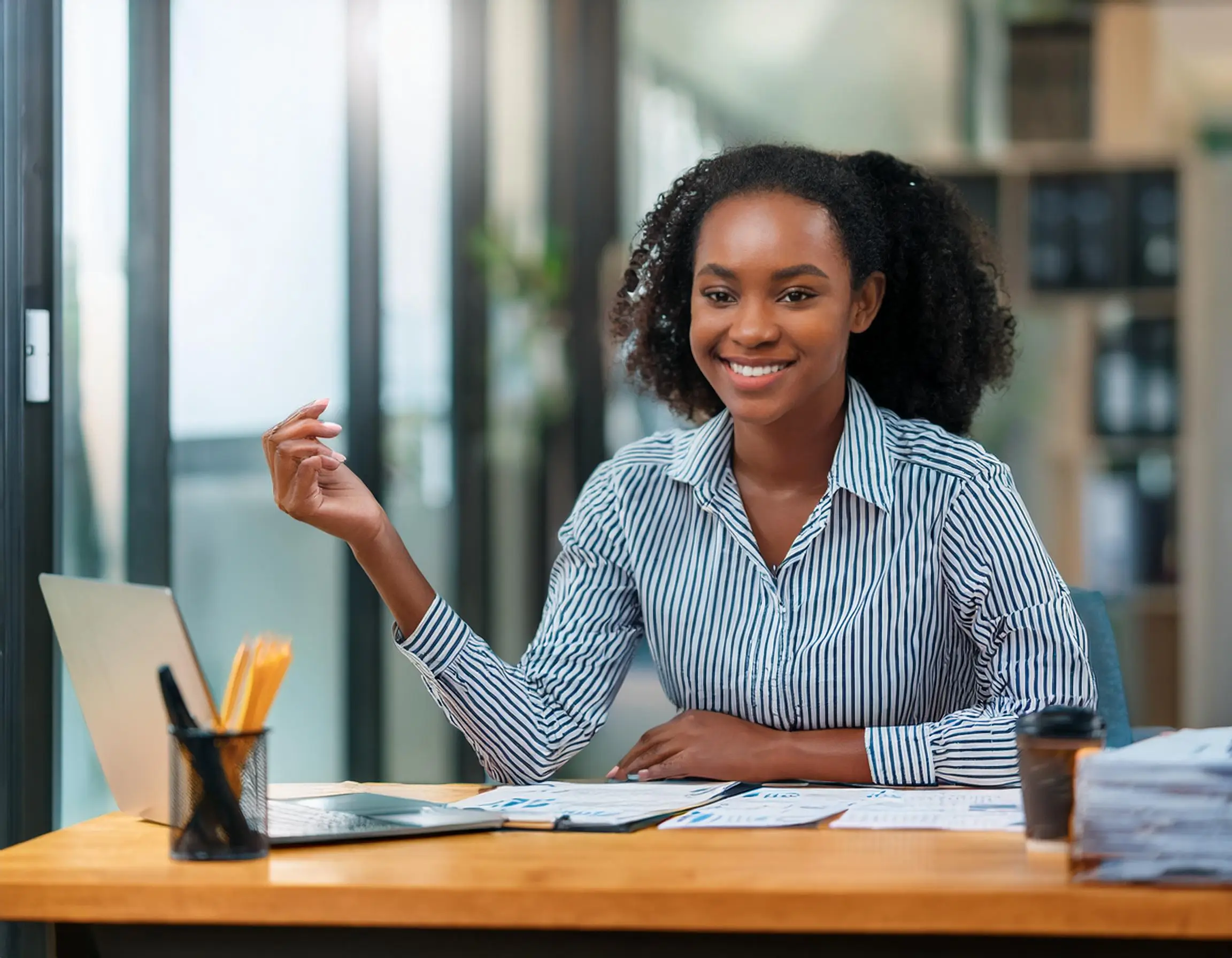 A lady working in an office