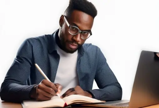 A man writing a business plan